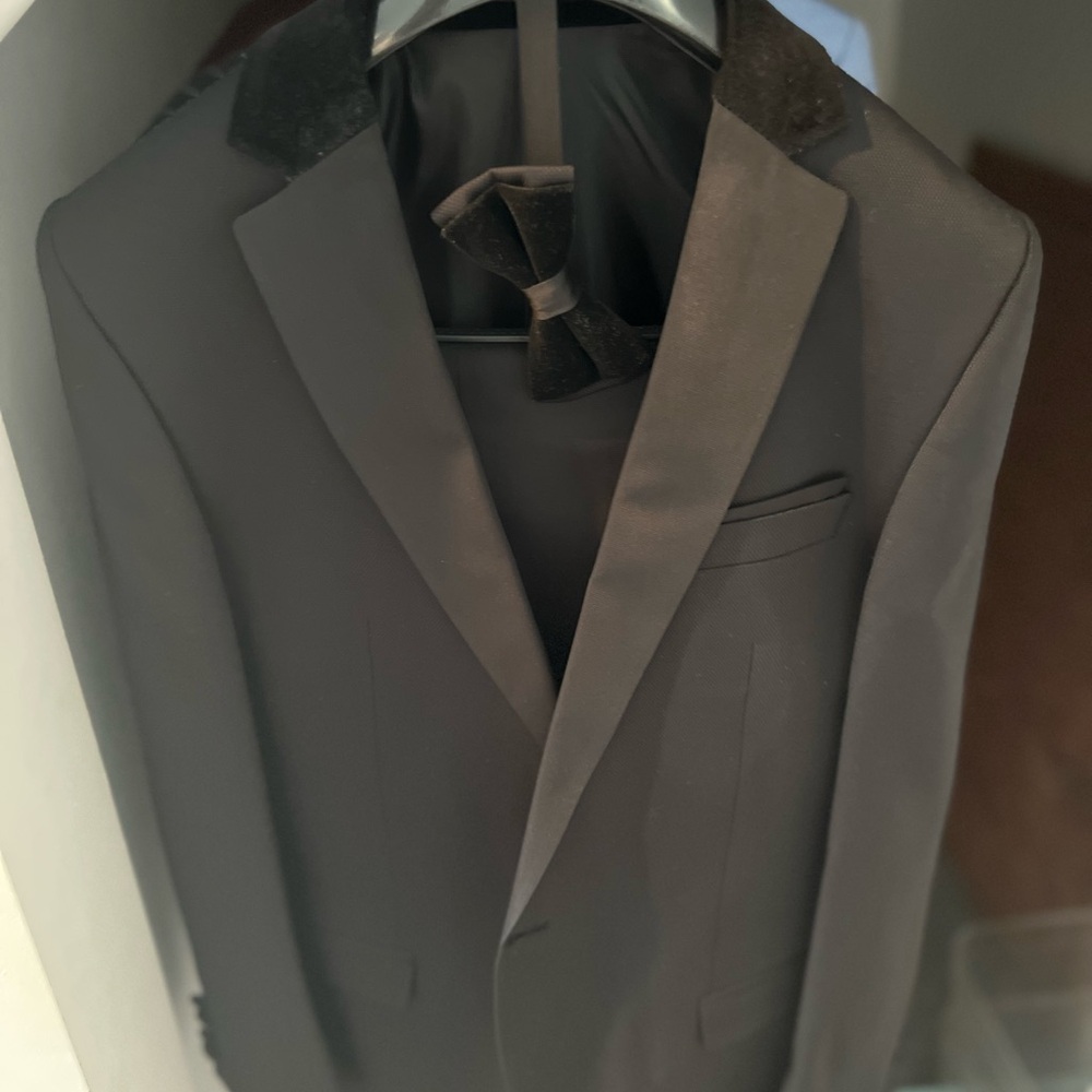 Men's Black Blazer with Velvet Accents